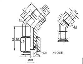 EV 45度組合接頭、PARKER卡套接頭、PARKER接頭