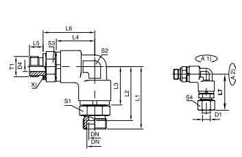 DG 208-R 90°滾珠軸承雙旋轉(zhuǎn)接頭、PARKER接頭、PARKER卡套接頭